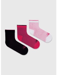 Nogavice Fila 3-pack ženske, roza barva, F6947