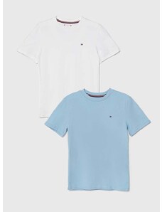 Otroška bombažna kratka majica Tommy Hilfiger 2-pack mornarsko modra barva
