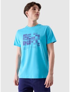 4F Men's regular T-shirt with print - turquoise