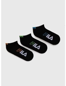 Otroške nogavice Fila 3-pack črna barva
