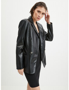 Women's black faux leather jacket Guess New Emelie