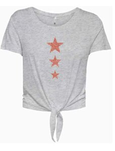 ONLY Majica 'ONLKITA' pegasto siva / staro roza