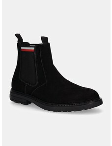 Chelsea iz semiša Tommy Hilfiger HILIFGER OUTDOOR SUEDE CHELSEA moški, črna barva, FM0FM05191
