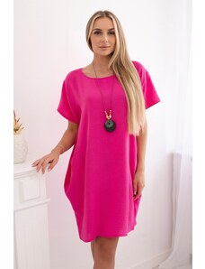 Kesi Włoski Women's dress with pockets and pendant - pink
