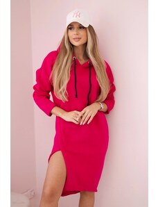Kesi Dress with a hood and a fuchsia-colored side slit