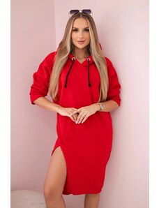 Kesi Dress with a hood and a slit on the side red