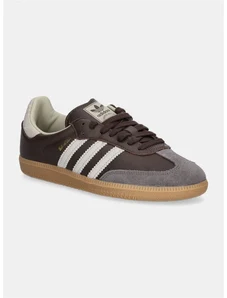 Usnjene superge adidas Originals Samba OG rjava barva, ID1481