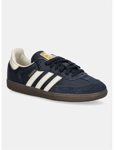 Usnjene superge adidas Originals Samba OG mornarsko modra barva, ID2056