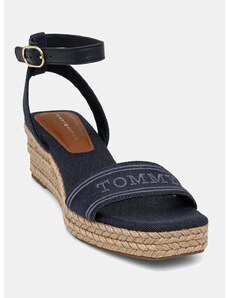 Sandali Tommy Hilfiger TOMMY HILFIGER ESPAD MID WEDGE mornarsko modra barva, FW0FW08805