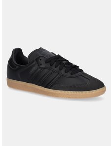 Usnjene superge adidas Originals Samba OG ženske, črna barva, JS2762