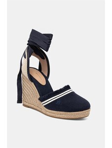 Espadrile Tommy Hilfiger FRINGE CANVAS HIGH WEDGE mornarsko modra barva, FW0FW08878