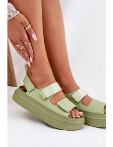 Boto Women's Platform Sandals With Velcro Green Nitepira