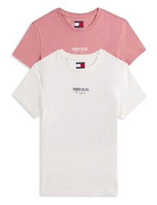 Tommy Jeans Majica 'ESSENTIAL' mornarska / roza / bela