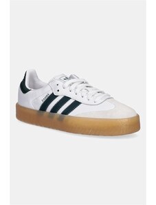 Usnjene superge adidas Originals Sambae bela barva, JQ0983
