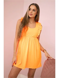 Kesi Dress with ruffles on the sides orange neon