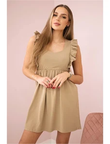 Kesi marka niezdefiniowana Dress with frills on the sides camel