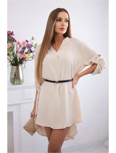 Kesi Włoski Dress with longer back and belt light beige