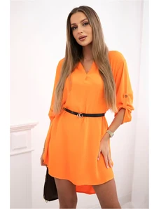 Kesi Włoski Dress with longer back and belt orange