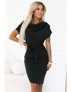 NUMOCO 240-7 ROXI dress with asymmetrical skirt and belt - KHAKI