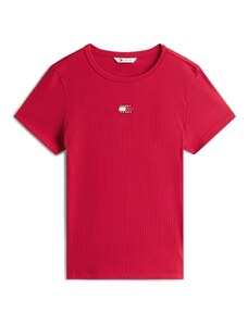 Tommy Jeans Majica ognjeno rdeča / brusnica / bela