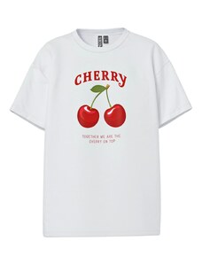 PIECES Široka majica 'PCALIFI FASTTRACK' oliva / temno rdeča / bela