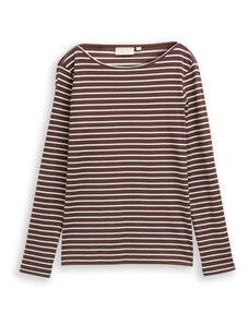 TOM TAILOR Majica temno rjava / bela