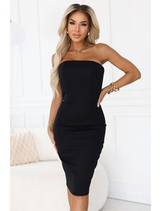 NUMOCO 642-1 Off-the-shoulder corset midi pencil dress - black