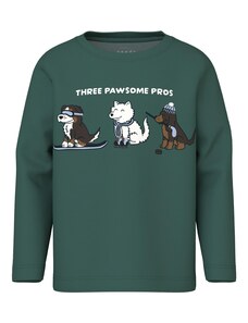 NAME IT Majica 'NMMVUX' rjava / temno zelena / bela