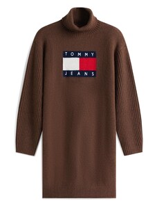 Tommy Jeans Pletena obleka marine / rjava / rdeča / bela