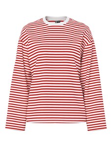 PIECES Majica 'PCSadie' češnjevo rdeča / bela