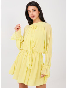 RUE PARIS Rumena mini obleka s cvetličnim detajlom