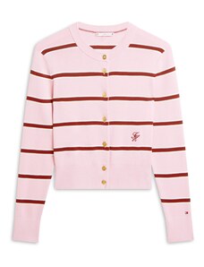 TOMMY HILFIGER Pletena jopa roza / temno rdeča / bela