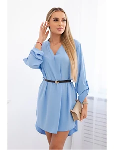 Kesi Włoski Dress with longer back and belt blue