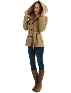 Glara Women's short coat with large hood and belt
