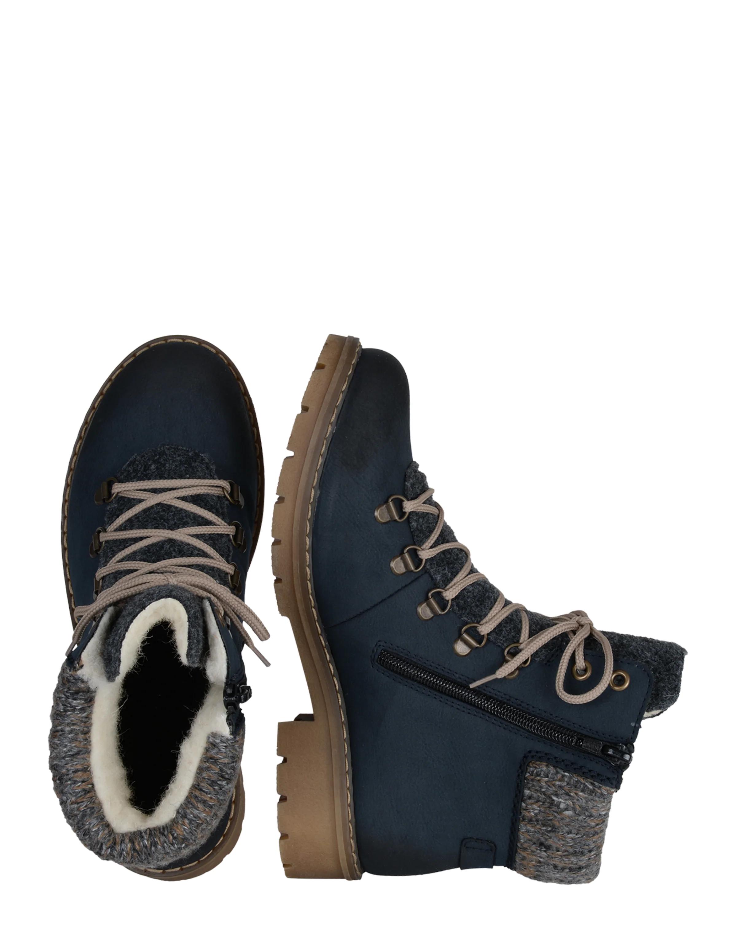 Rieker Gležnarji z vezalkami mornarska / siva / temno siva