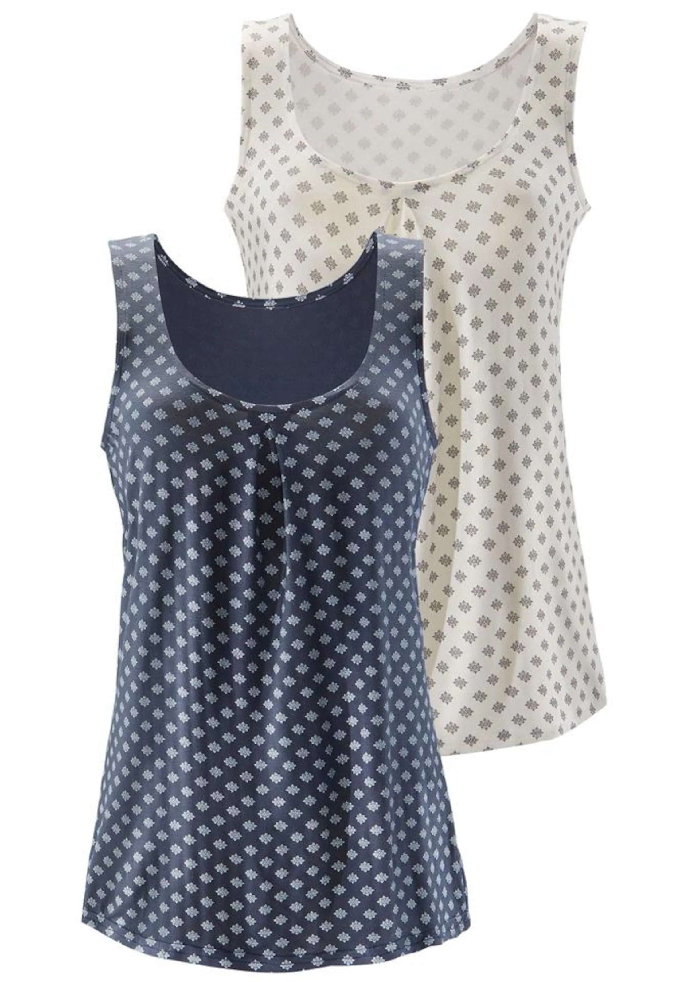 LASCANA Top dimno modra / naravno bela