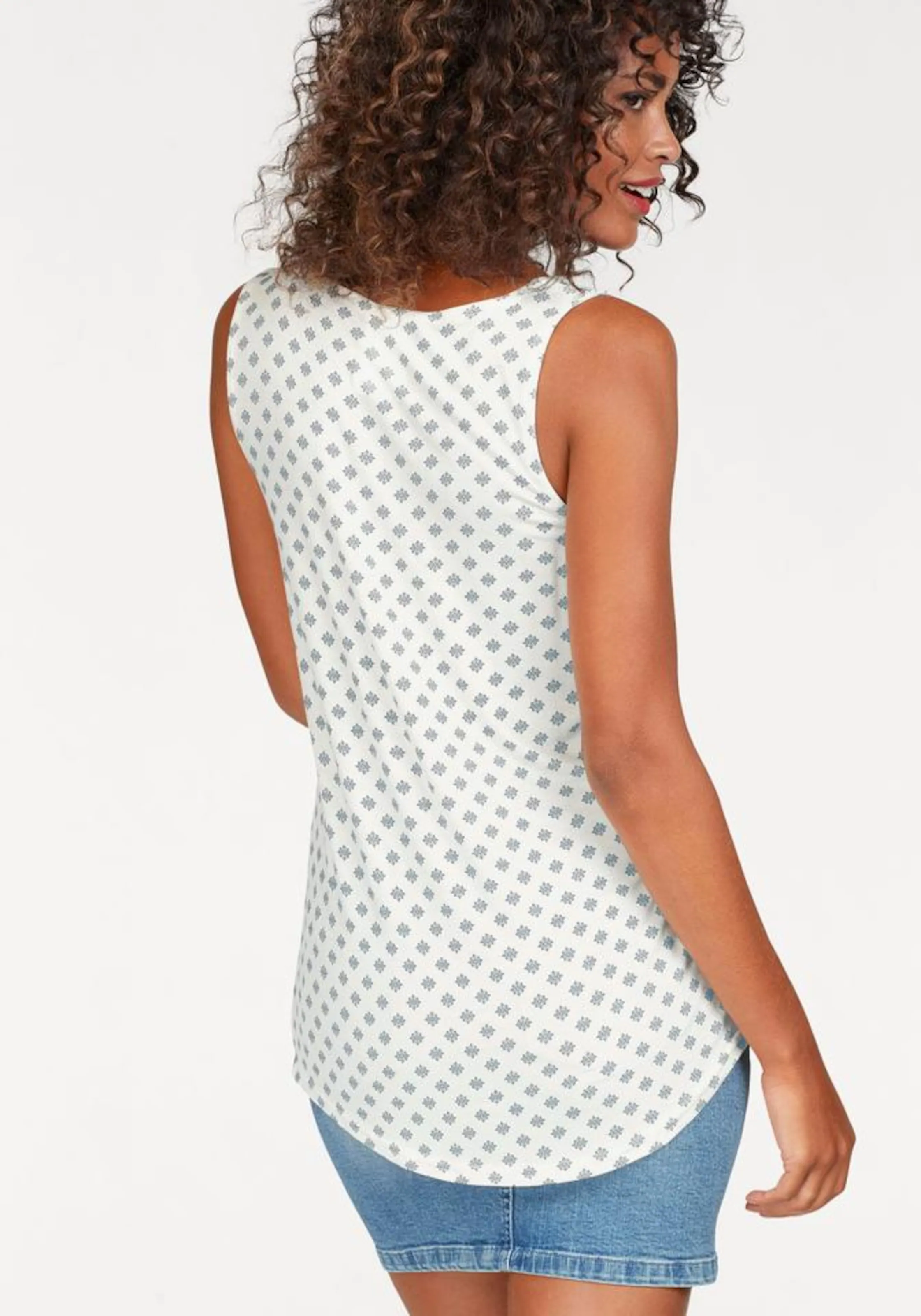 LASCANA Top dimno modra / naravno bela