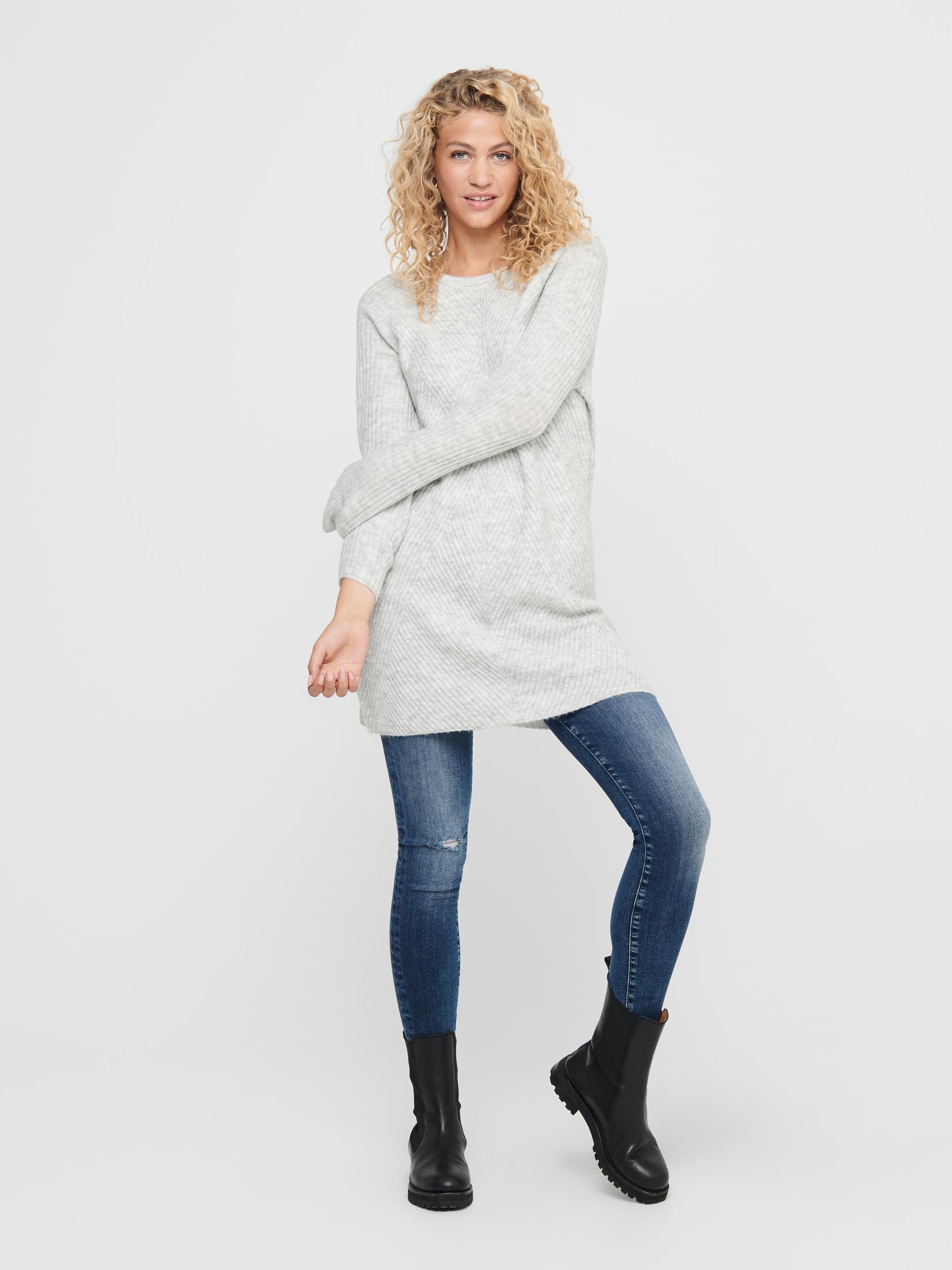 ONLY Pletena obleka 'ONLCarol' svetlo siva