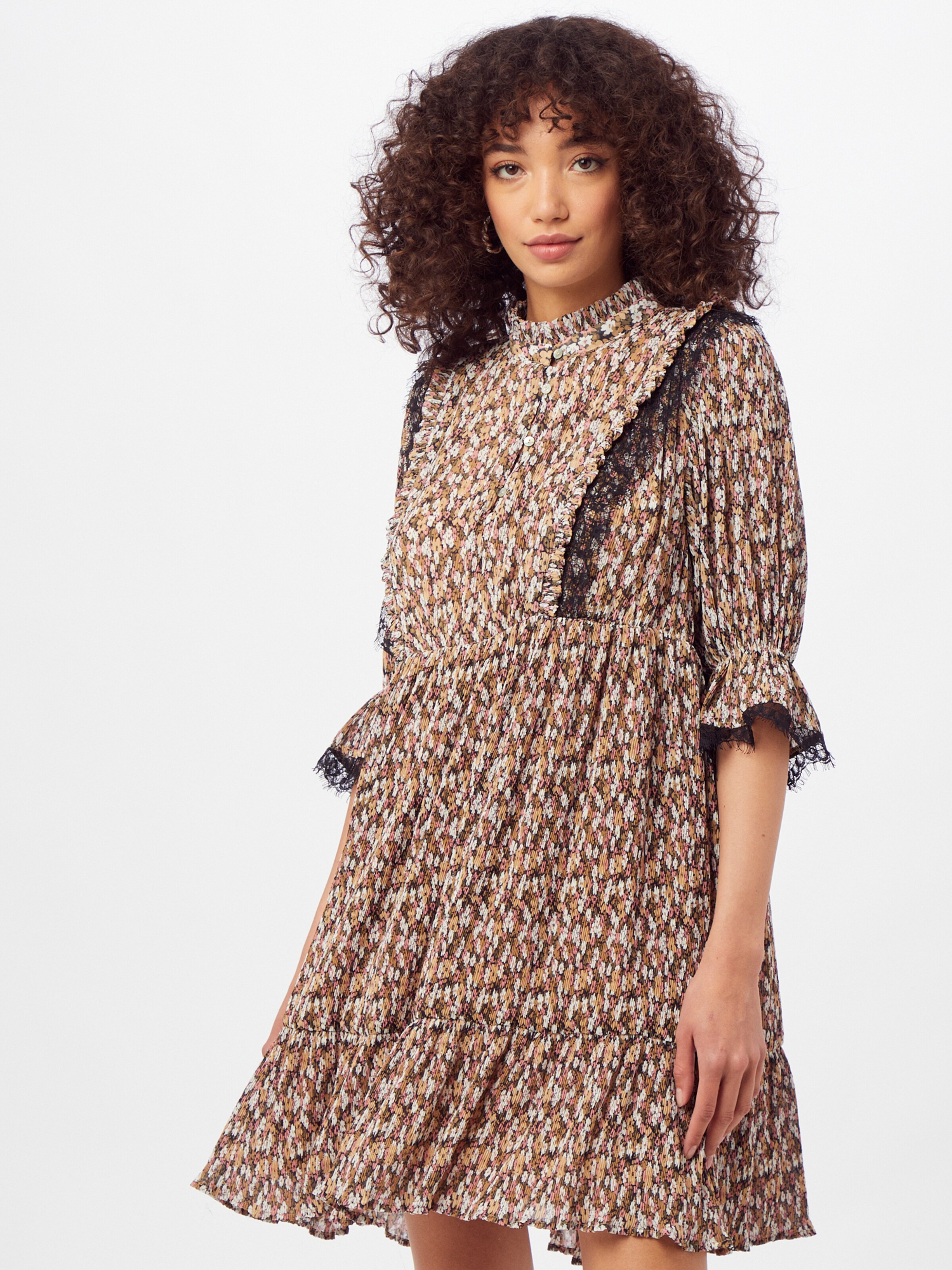 Sofie Schnoor Obleka kamela / rjava / roza / bela