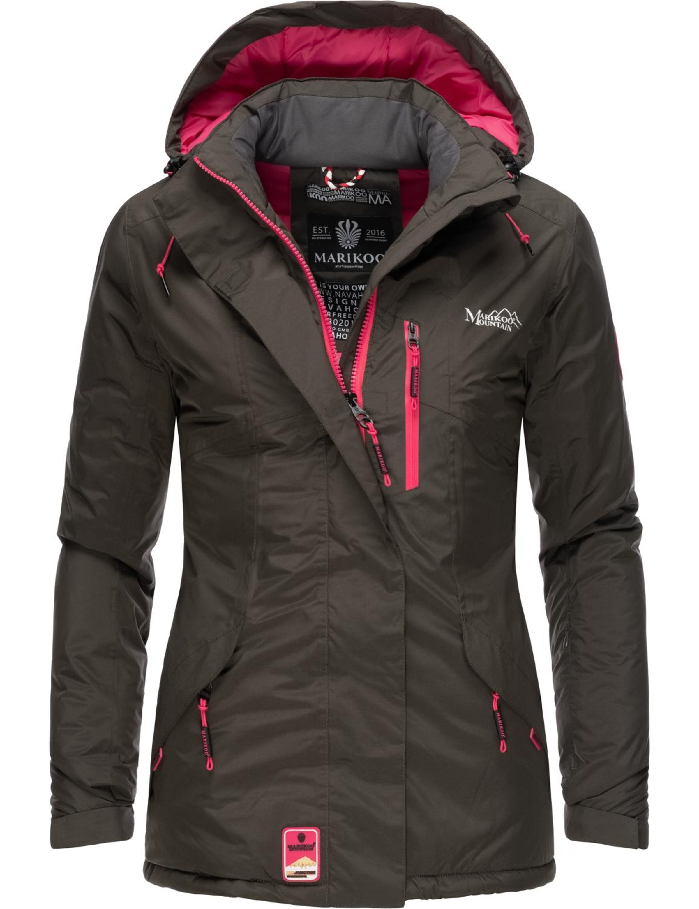 MARIKOO Funkcionalna jakna 'Rabeaa' antracit / roza / bela