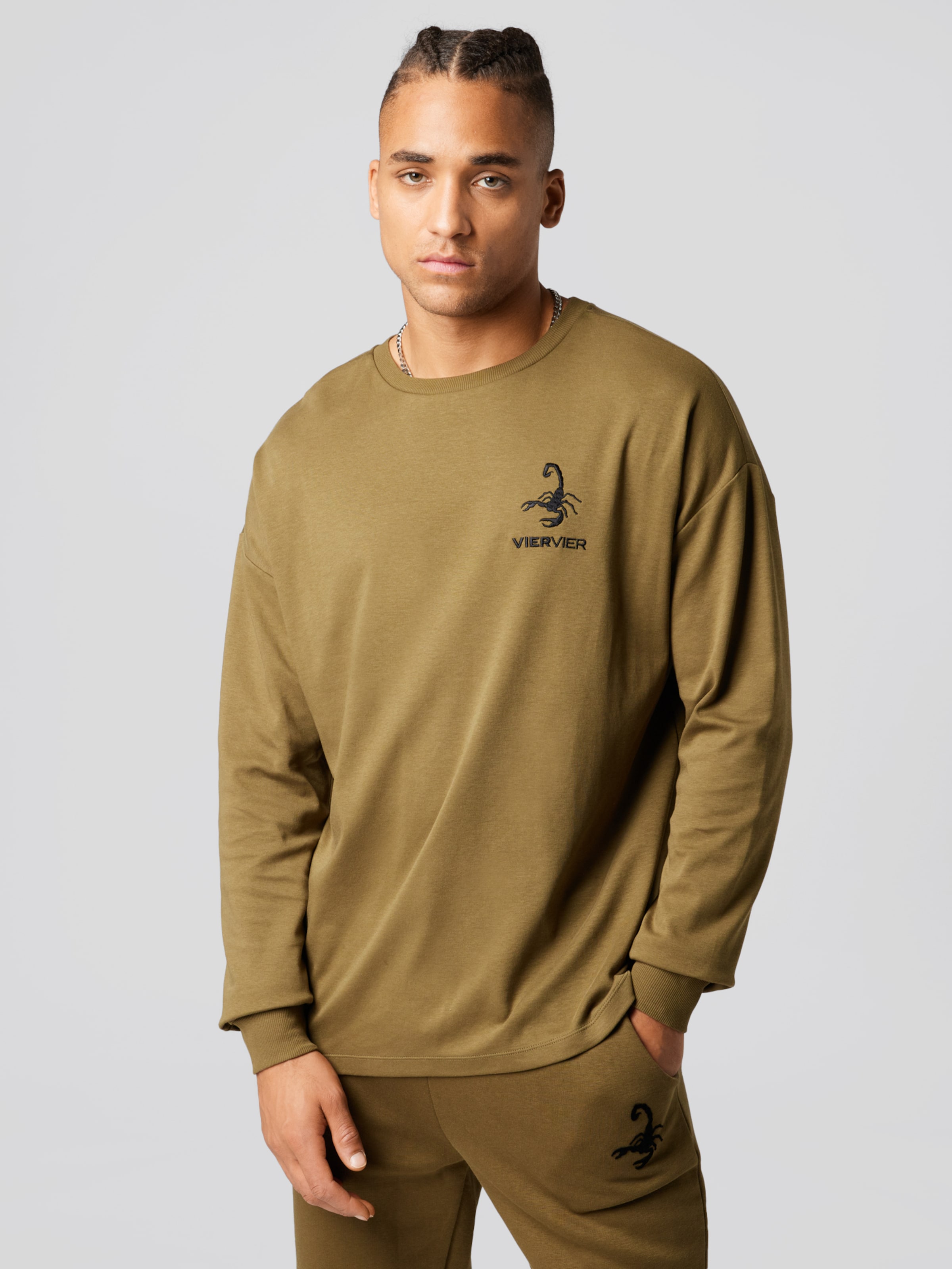 VIERVIER Majica 'Luca' rjava / črna