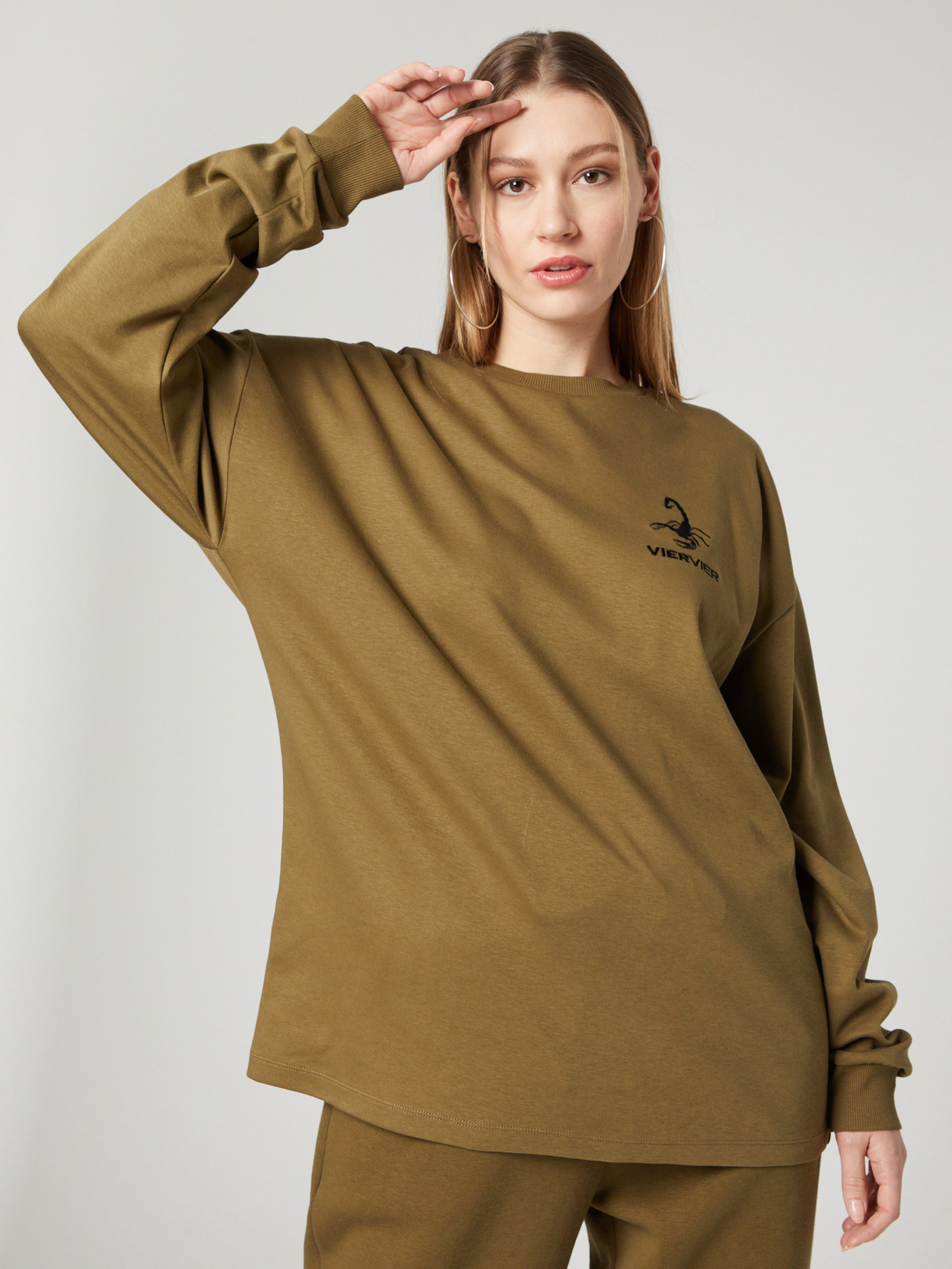 VIERVIER Majica 'Luca' rjava / črna