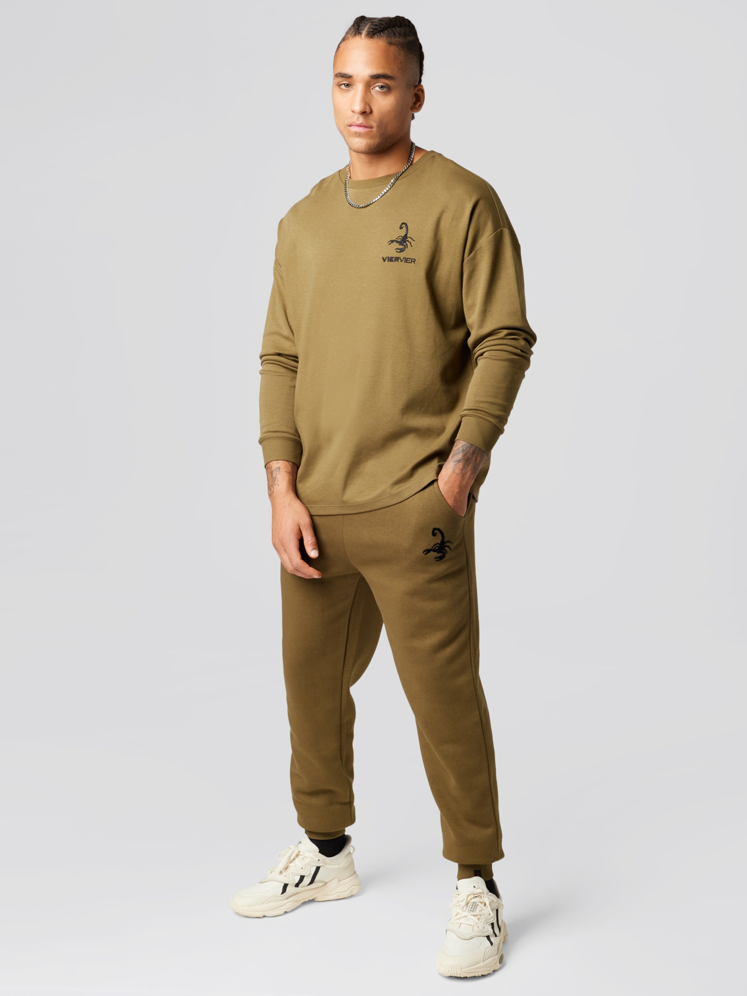 VIERVIER Majica 'Luca' rjava / črna