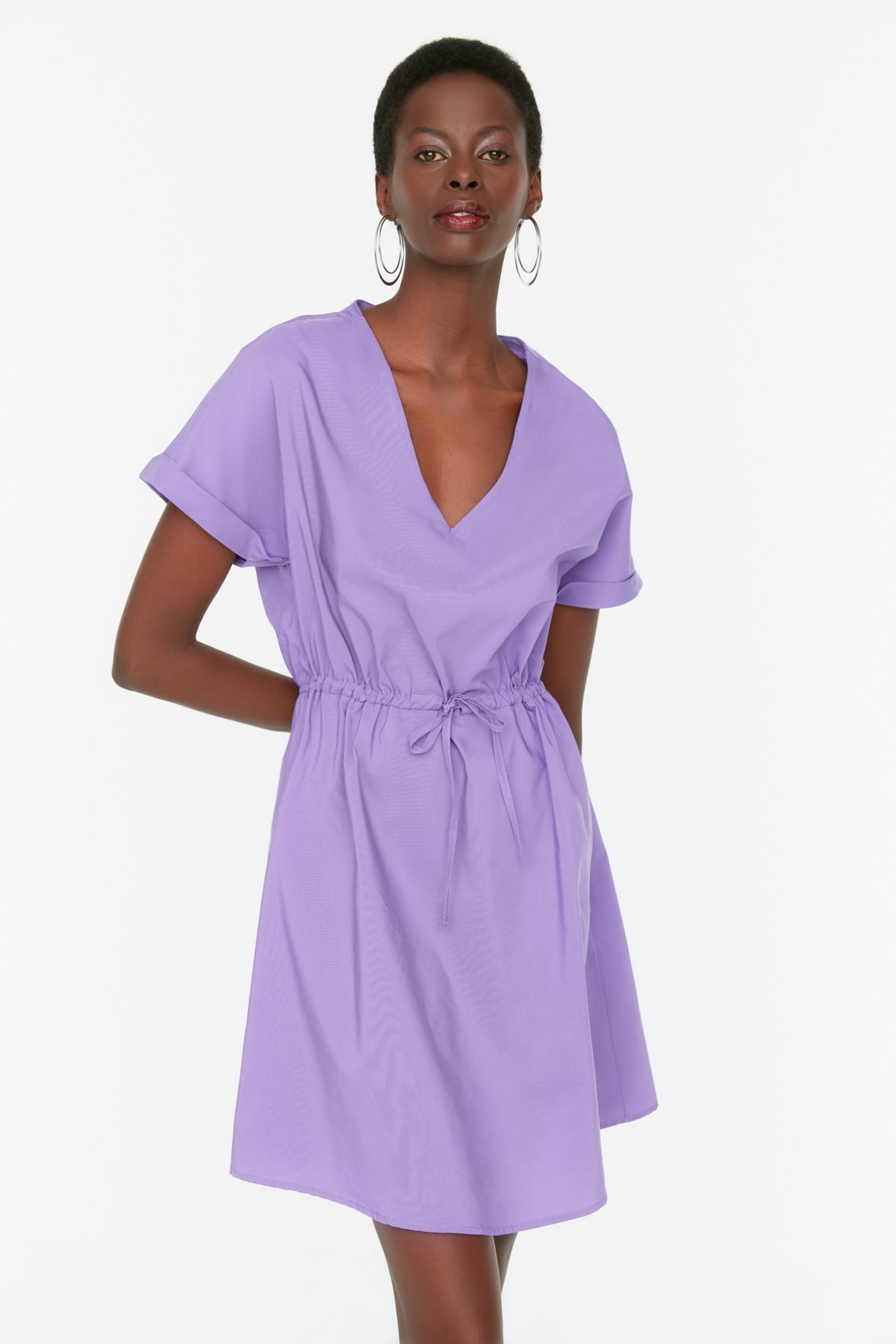 Trendyol vijolična visoka kravata podrobna obleka