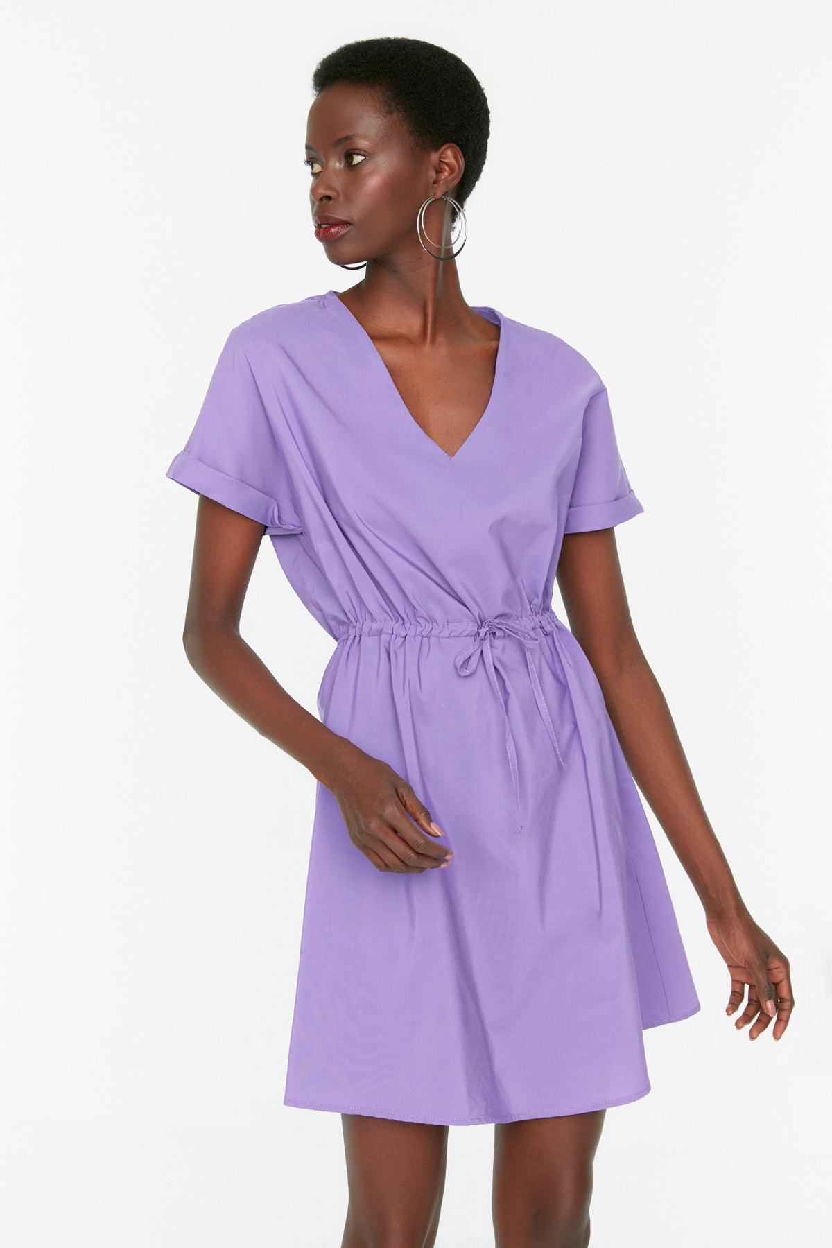 Trendyol vijolična visoka kravata podrobna obleka