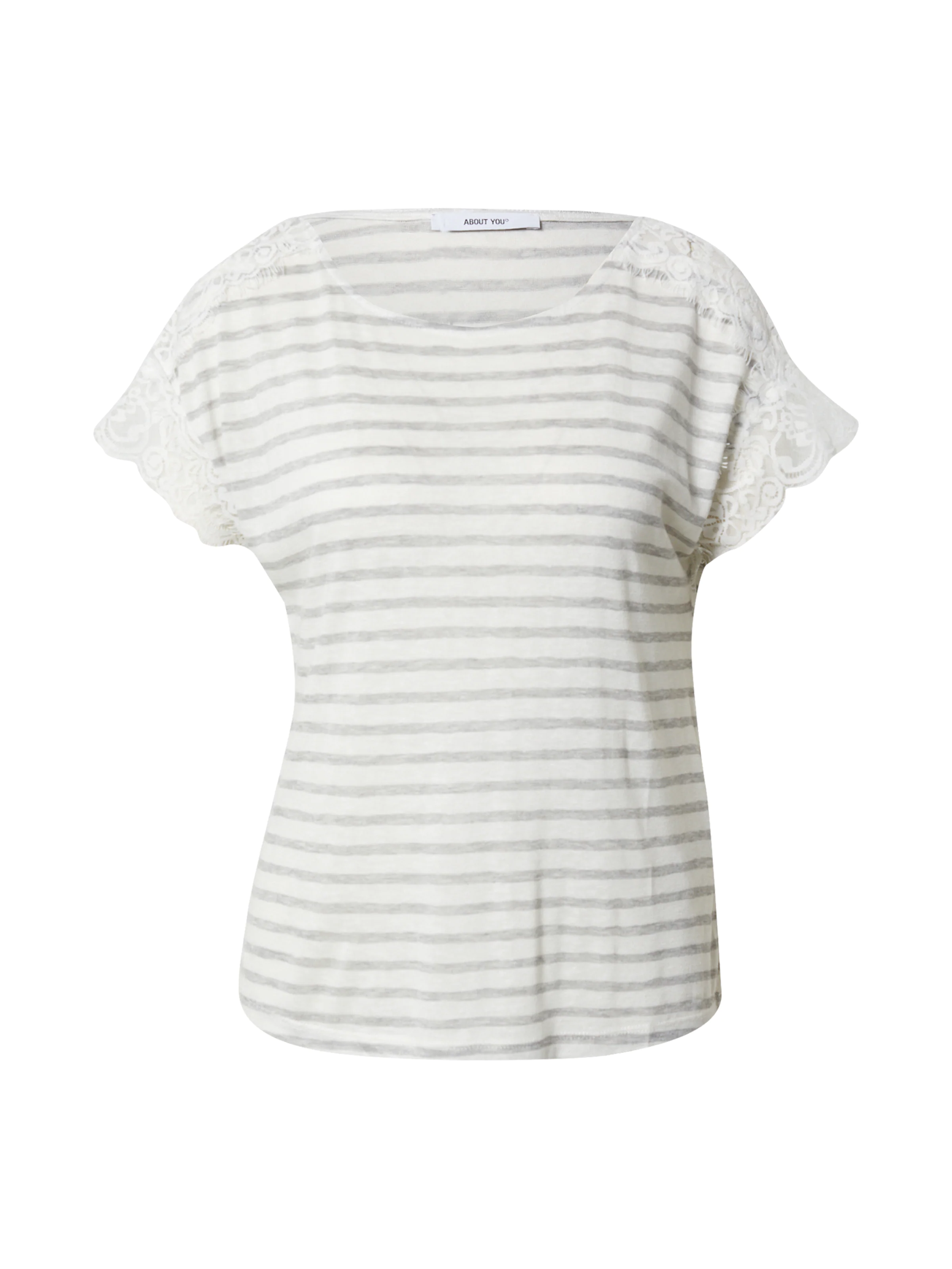 ABOUT YOU Majica 'Karima' pegasto siva / bela