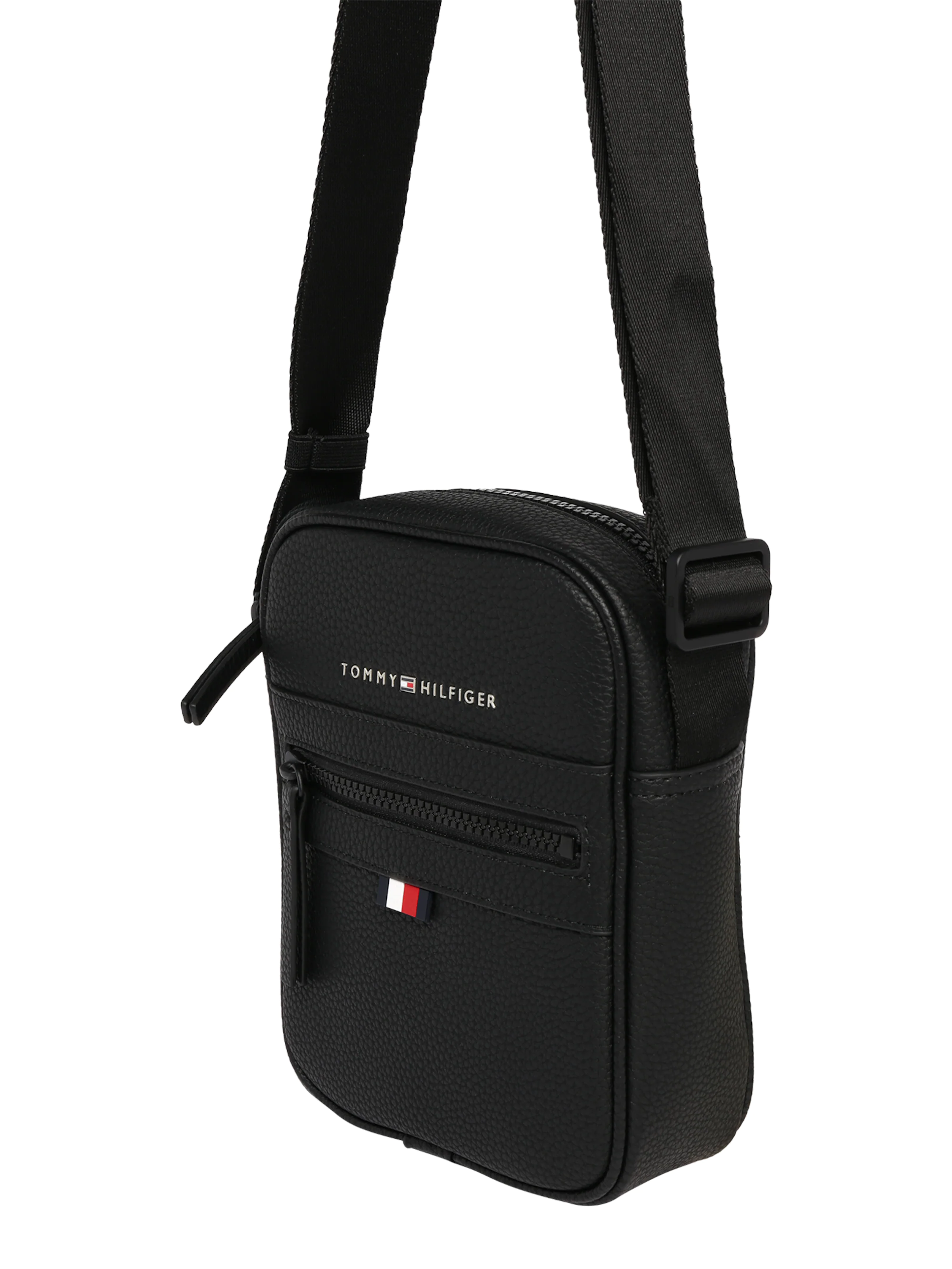 TOMMY HILFIGER Torba za čez ramo 'Essential' rdeča / črna / bela