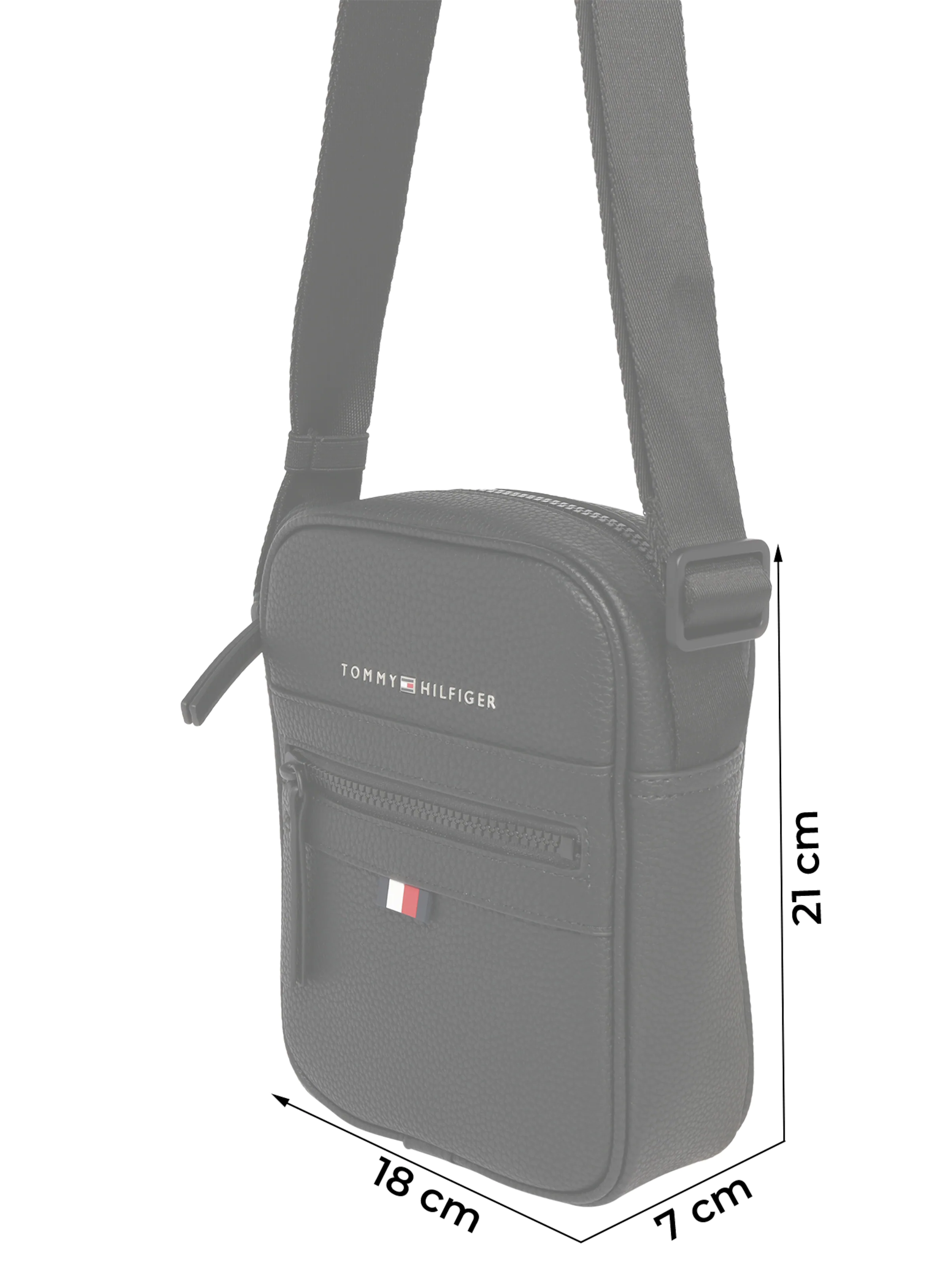 TOMMY HILFIGER Torba za čez ramo 'Essential' rdeča / črna / bela