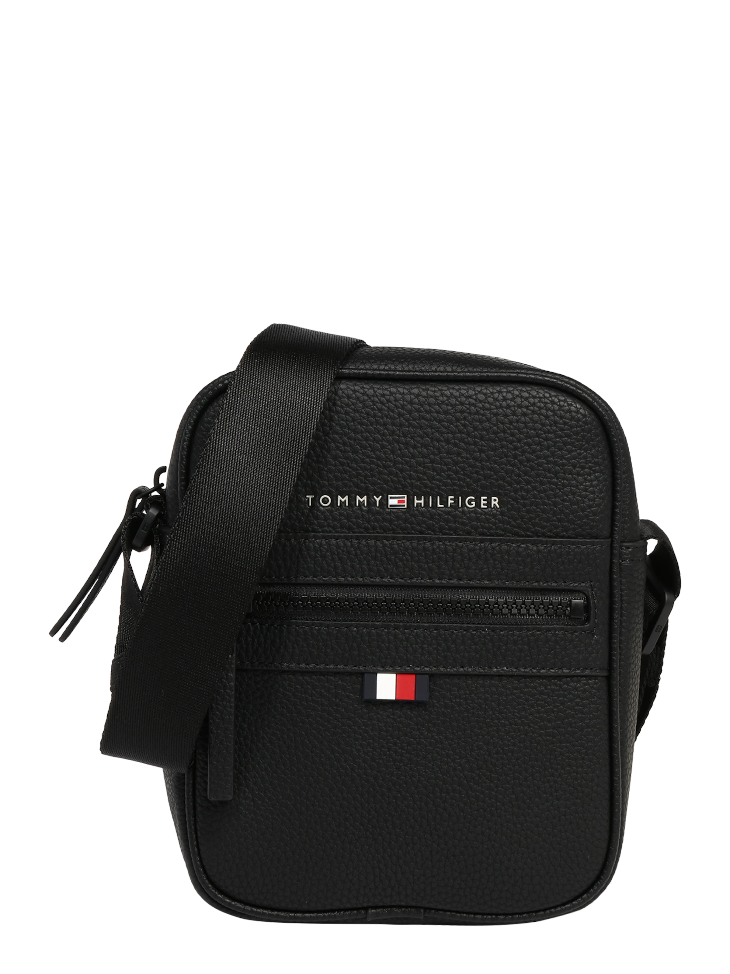 TOMMY HILFIGER Torba za čez ramo 'Essential' rdeča / črna / bela