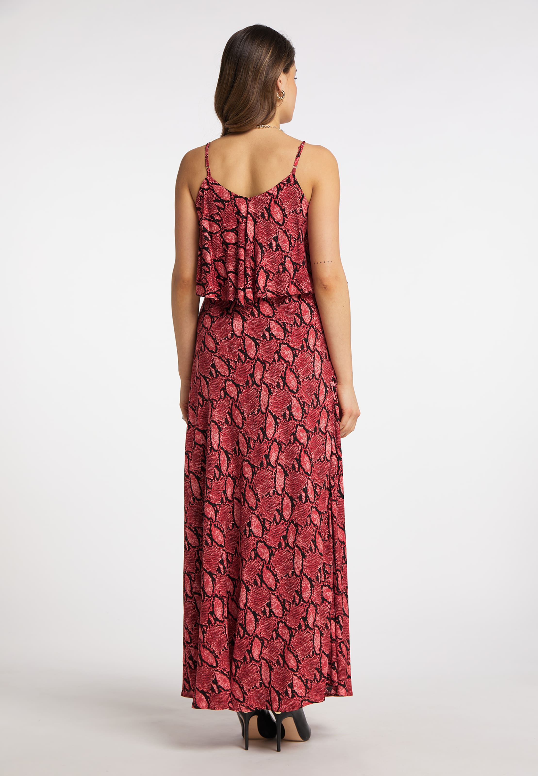 faina Obleka vinsko rdeča / pastelno rdeča / črna